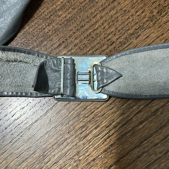 Vintage Gray Adjustable Leather Buckle Dress Pants Waist Belt main image 9